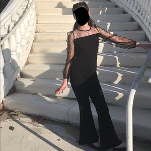 Fancy black pant suit one piece
